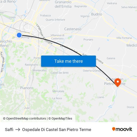 Saffi to Ospedale Di Castel San Pietro Terme map