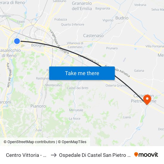 Centro Vittoria - Mast to Ospedale Di Castel San Pietro Terme map