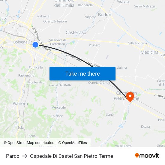 Parco to Ospedale Di Castel San Pietro Terme map