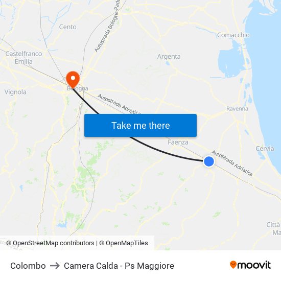 Colombo to Camera Calda - Ps Maggiore map