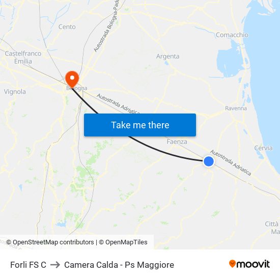 Forli FS C to Camera Calda - Ps Maggiore map