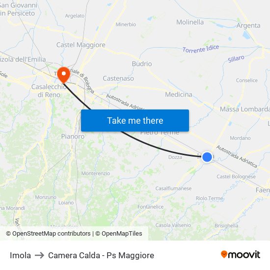 Imola to Camera Calda - Ps Maggiore map