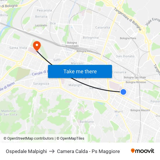 Ospedale Malpighi to Camera Calda - Ps Maggiore map