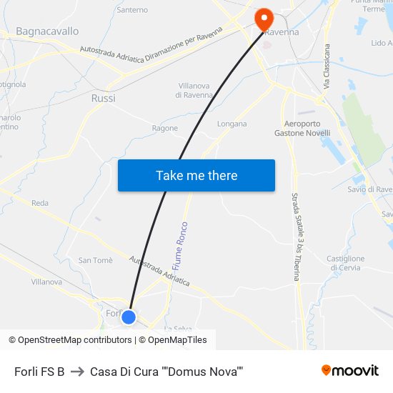 Forli FS B to Casa Di Cura ""Domus Nova"" map