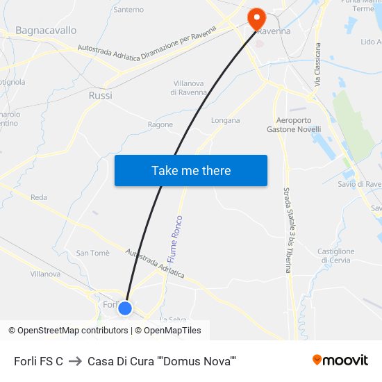 Forli FS C to Casa Di Cura ""Domus Nova"" map