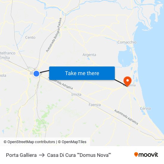 Porta Galliera to Casa Di Cura ""Domus Nova"" map