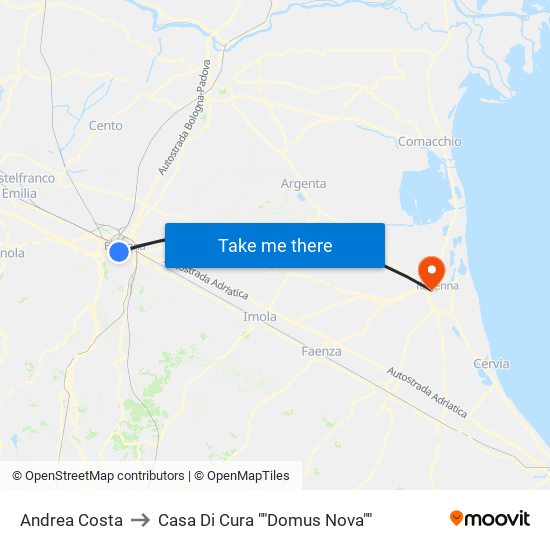 Andrea Costa to Casa Di Cura ""Domus Nova"" map