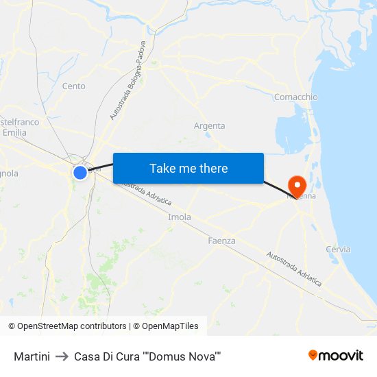 Martini to Casa Di Cura ""Domus Nova"" map