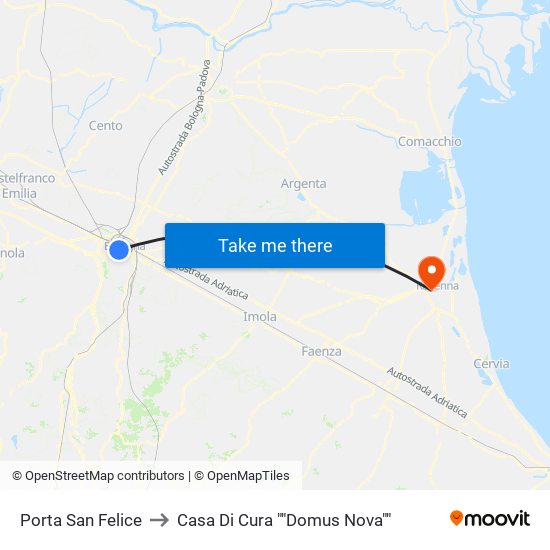 Porta San Felice to Casa Di Cura ""Domus Nova"" map