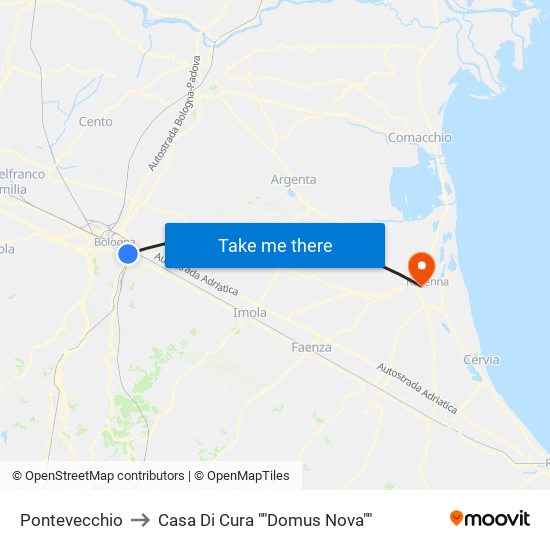 Pontevecchio to Casa Di Cura ""Domus Nova"" map