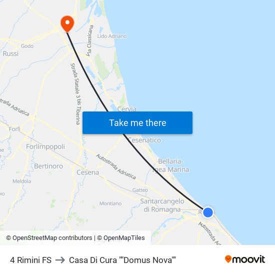 4 Rimini FS to Casa Di Cura ""Domus Nova"" map