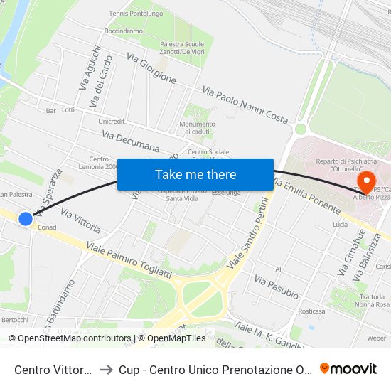 Centro Vittoria - Mast to Cup - Centro Unico Prenotazione Ospedale Maggiore map