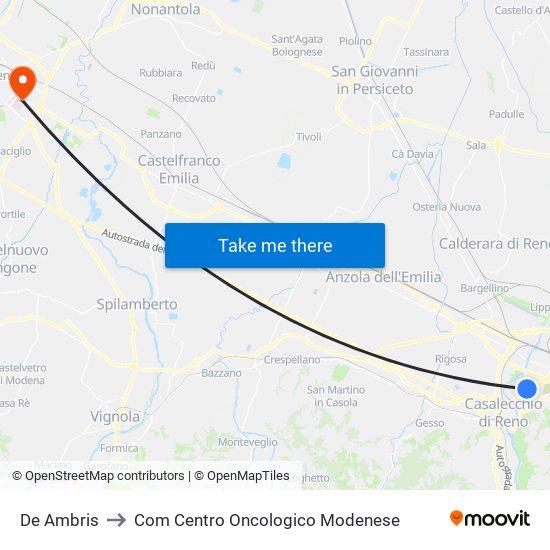 De Ambris to Com Centro Oncologico Modenese map