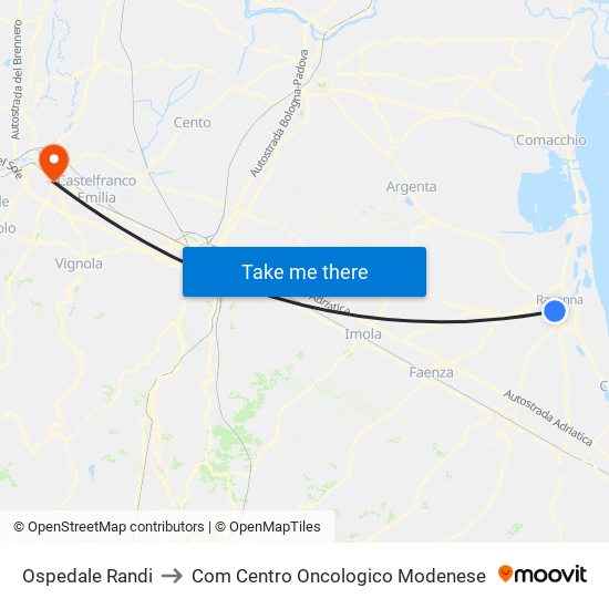 Ospedale Randi to Com Centro Oncologico Modenese map