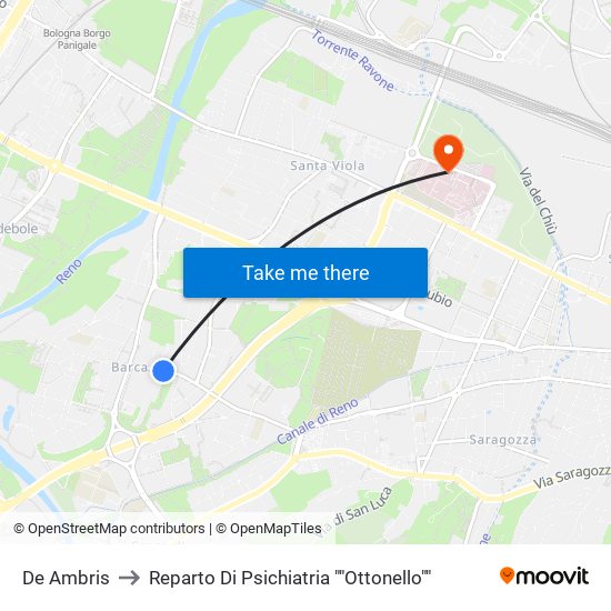 De Ambris to Reparto Di Psichiatria ""Ottonello"" map