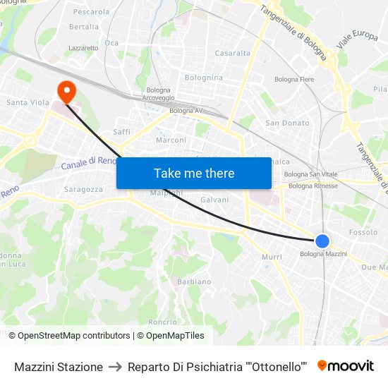 Mazzini Stazione to Reparto Di Psichiatria ""Ottonello"" map