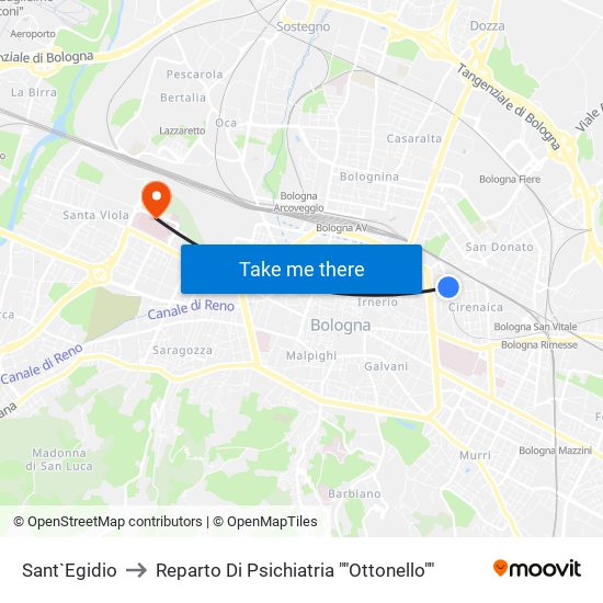Sant`Egidio to Reparto Di Psichiatria ""Ottonello"" map