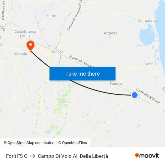 Forli FS C to Campo Di Volo Ali Della Libertà map