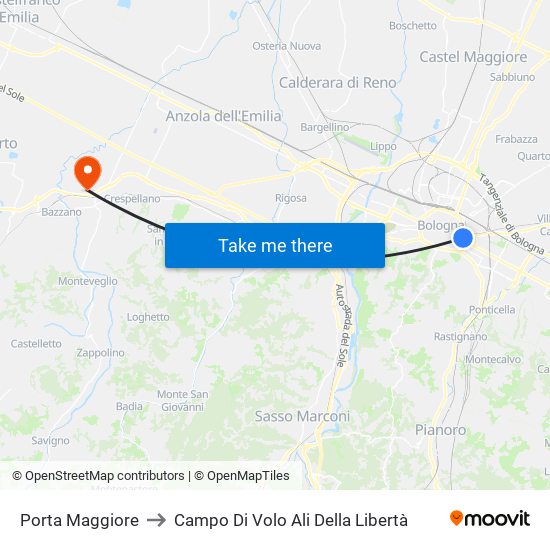 Porta Maggiore to Campo Di Volo Ali Della Libertà map