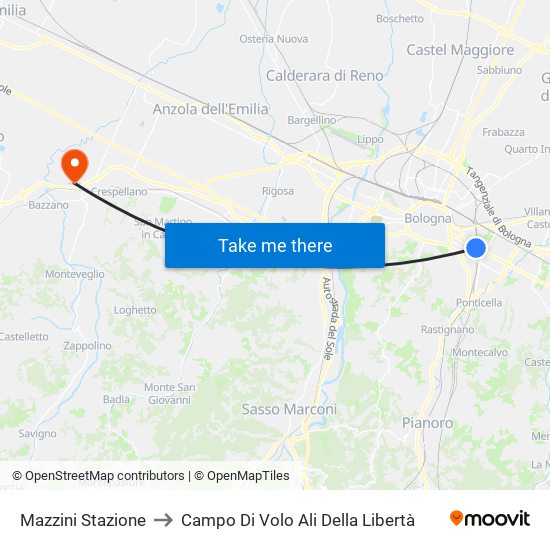 Mazzini Stazione to Campo Di Volo Ali Della Libertà map