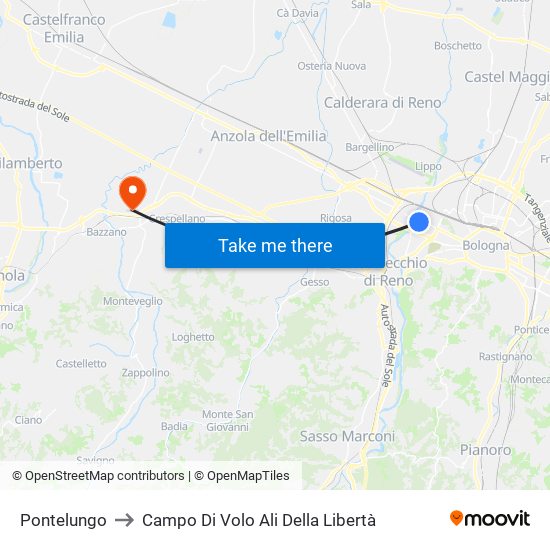 Pontelungo to Campo Di Volo Ali Della Libertà map