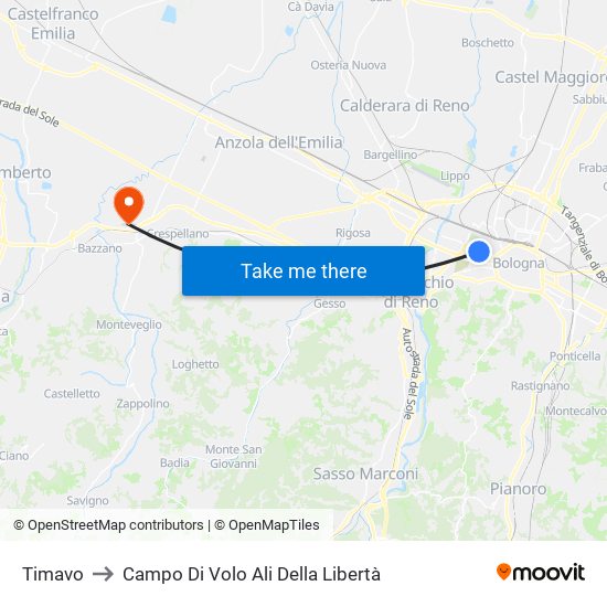 Timavo to Campo Di Volo Ali Della Libertà map