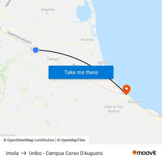 Imola to Unibo - Campus Corso D'Augusto map