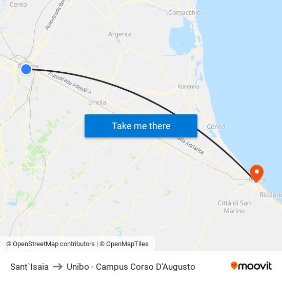 Sant`Isaia to Unibo - Campus Corso D'Augusto map