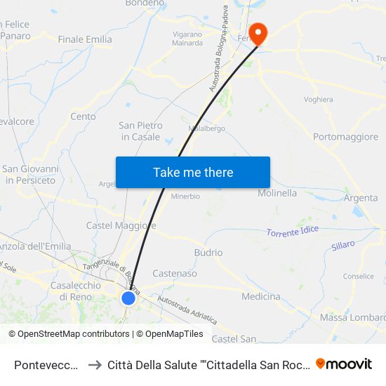 Pontevecchio to Città Della Salute ""Cittadella San Rocco"" map