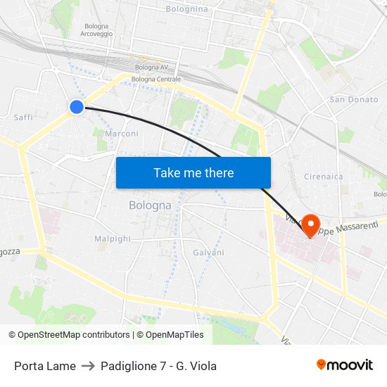 Porta Lame to Padiglione 7 - G. Viola map