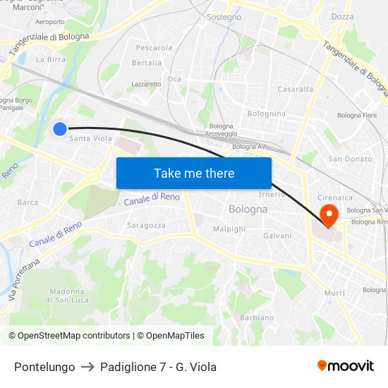 Pontelungo to Padiglione 7 - G. Viola map