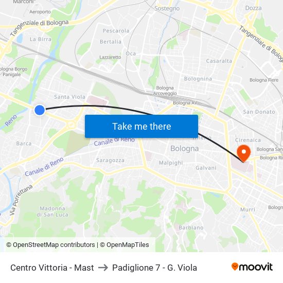 Centro Vittoria - Mast to Padiglione 7 - G. Viola map