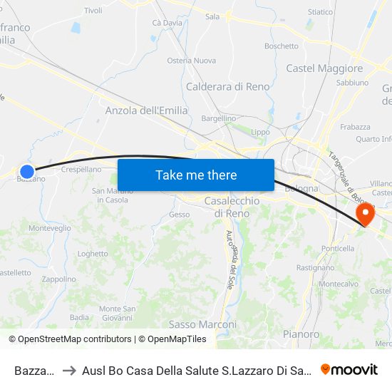 Bazzano to Ausl Bo Casa Della Salute S.Lazzaro Di Savena map