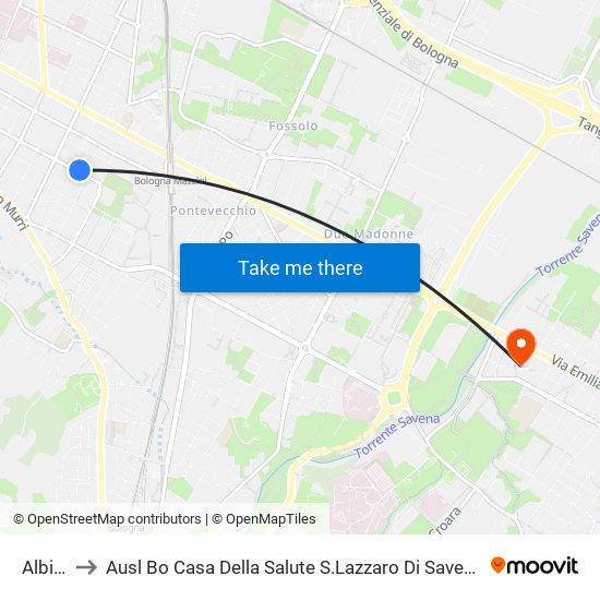 Albini to Ausl Bo Casa Della Salute S.Lazzaro Di Savena map
