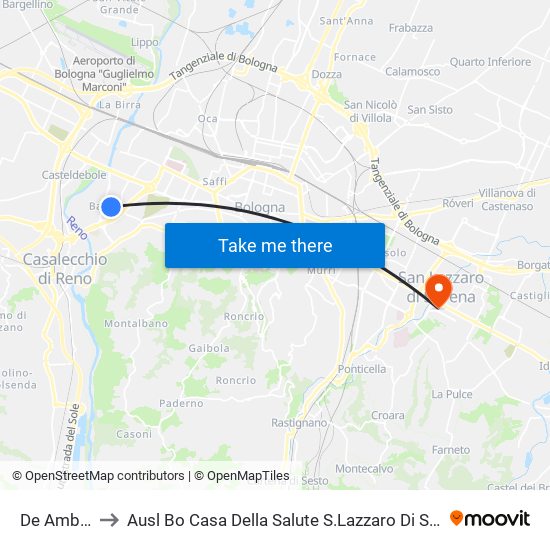 De Ambris to Ausl Bo Casa Della Salute S.Lazzaro Di Savena map
