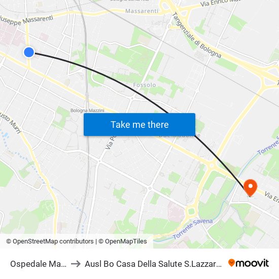 Ospedale Malpighi to Ausl Bo Casa Della Salute S.Lazzaro Di Savena map