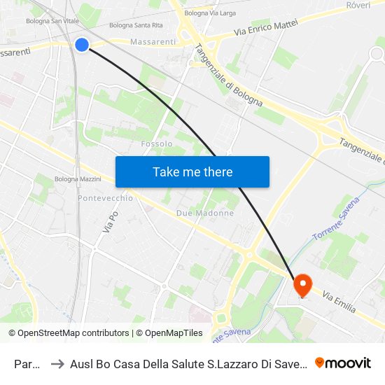 Parco to Ausl Bo Casa Della Salute S.Lazzaro Di Savena map
