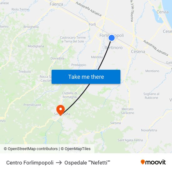 Centro Forlimpopoli to Ospedale ""Nefetti"" map