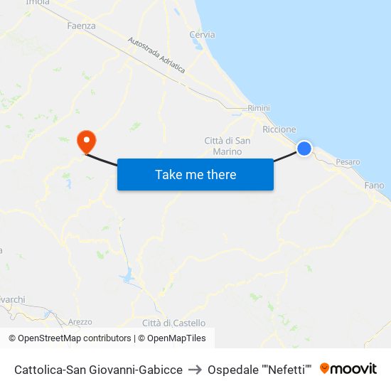 Cattolica-San Giovanni-Gabicce to Ospedale ""Nefetti"" map