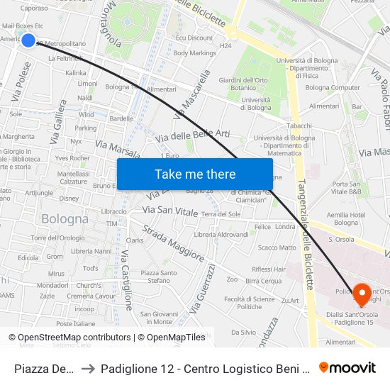 Piazza Dei Martiri to Padiglione 12 - Centro Logistico Beni Sanitari Ed Economali map