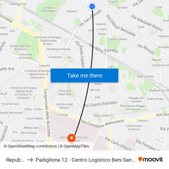 Repubblica to Padiglione 12 - Centro Logistico Beni Sanitari Ed Economali map