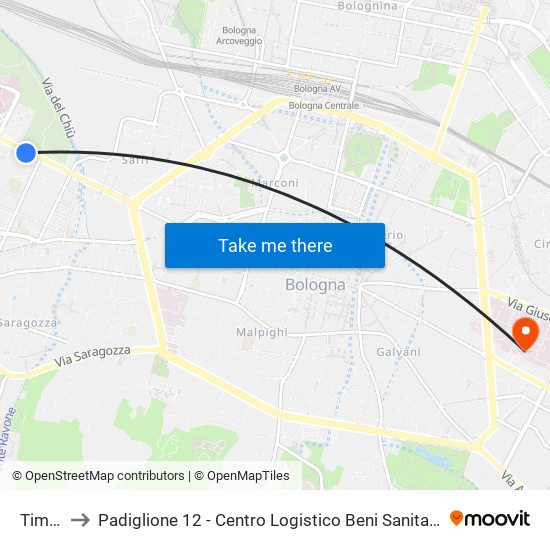 Timavo to Padiglione 12 - Centro Logistico Beni Sanitari Ed Economali map