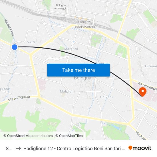 Saffi to Padiglione 12 - Centro Logistico Beni Sanitari Ed Economali map