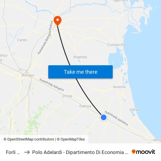 Forli FS B to Polo Adelardi - Dipartimento Di Economia E Management map