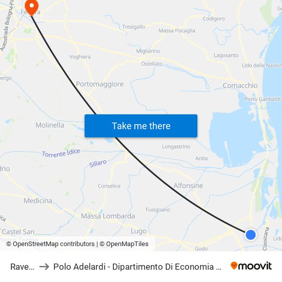 Ravenna to Polo Adelardi - Dipartimento Di Economia E Management map