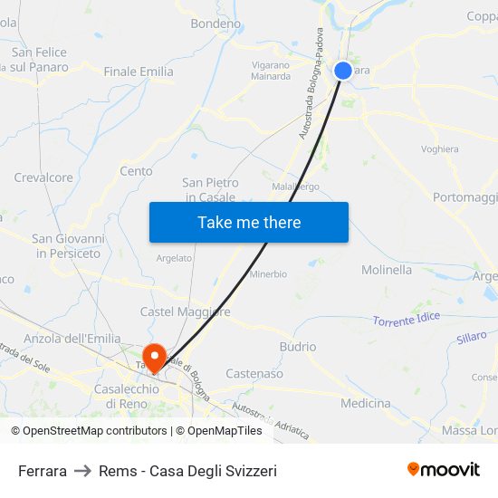 Ferrara to Rems - Casa Degli Svizzeri map