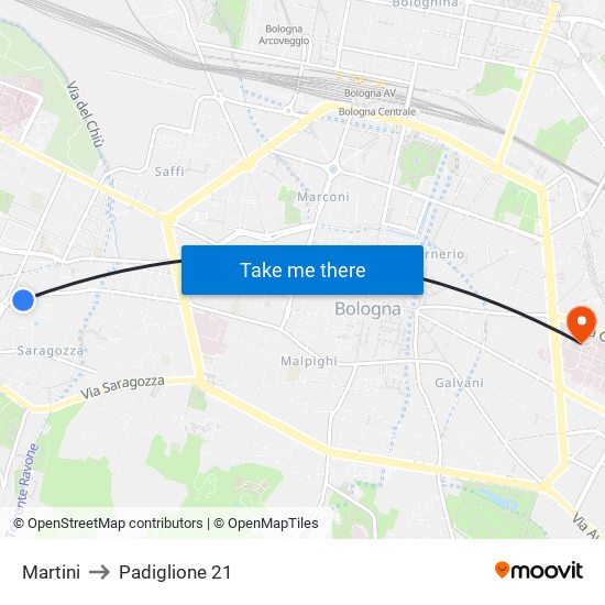 Martini to Padiglione 21 map