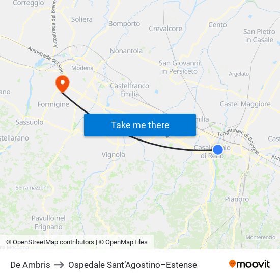 De Ambris to Ospedale Sant’Agostino–Estense map