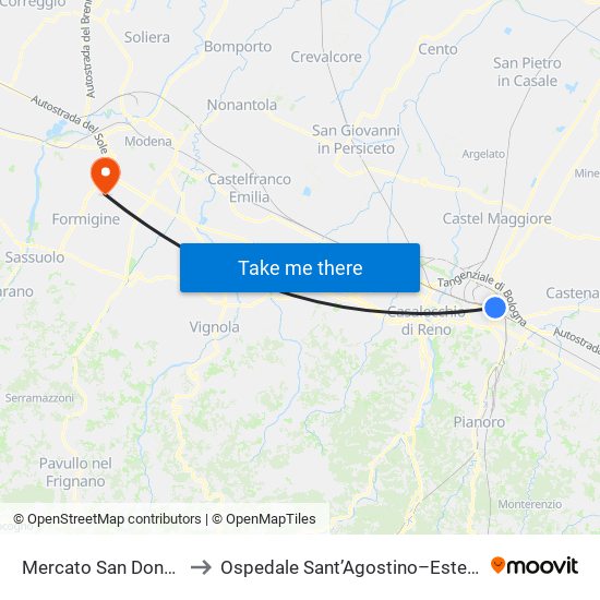 Mercato San Donato to Ospedale Sant’Agostino–Estense map