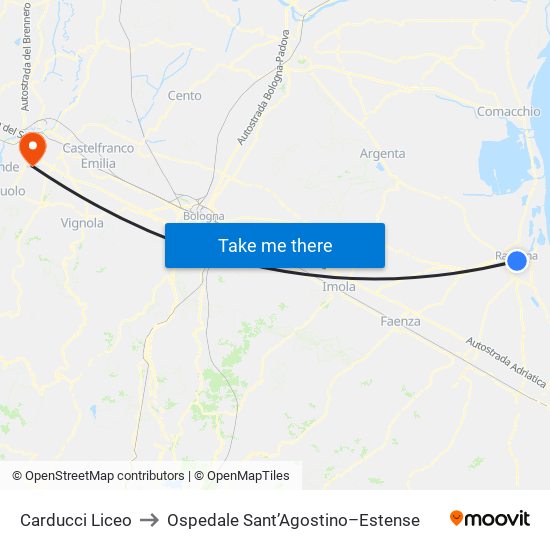 Carducci Liceo to Ospedale Sant’Agostino–Estense map